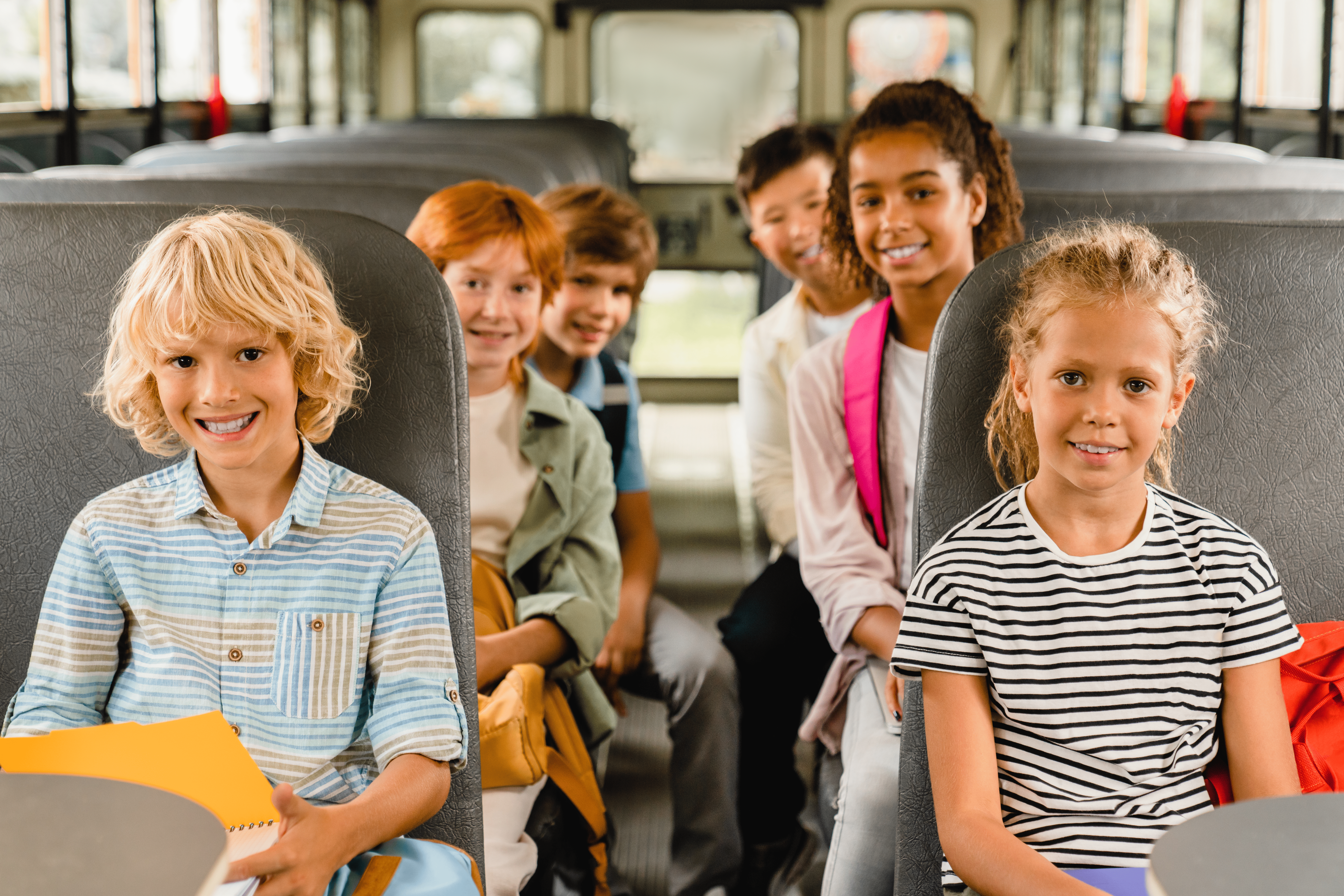 School minibus outside a primary school near Brussels Airport